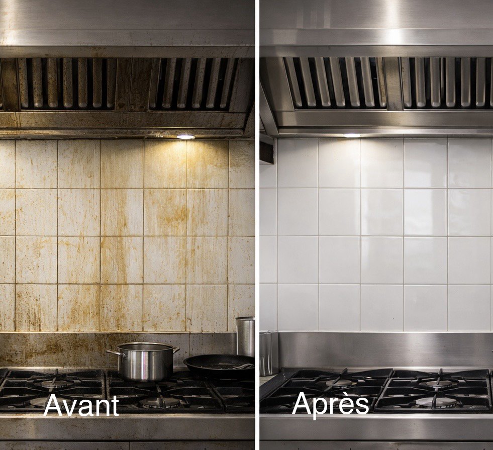 Nettoyage de la faïence murale d'une cuisine